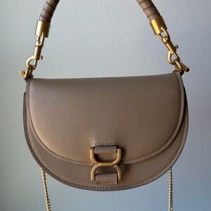 Vera Pelle Taupe Crossbody Bag with Gold Hardware